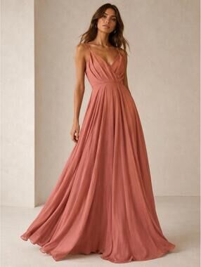 Lulus All About Love Rusty Rose Maxi Dress Terracotta Size S